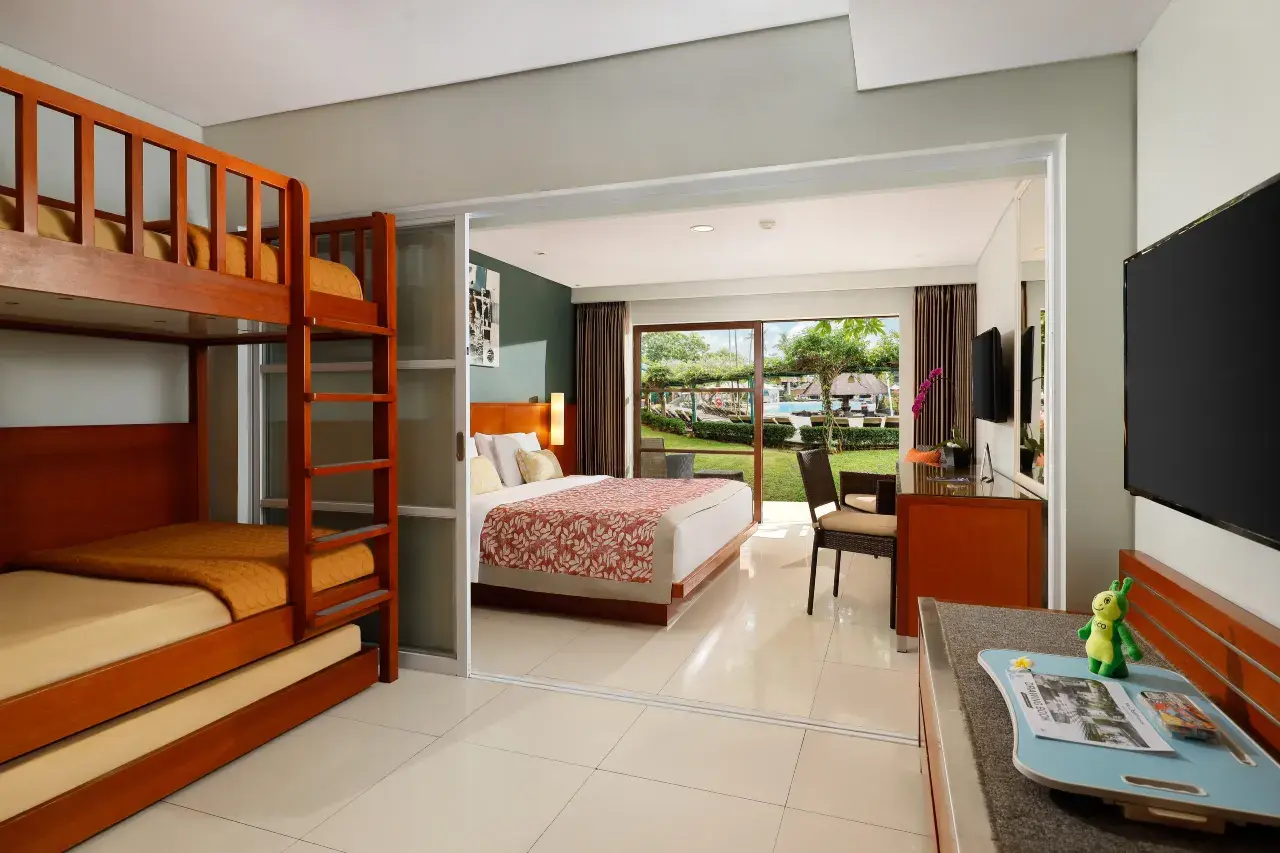 Bali Dynasty Resort Kuta, highly-rated family-friendly hotel with water park and kids' zone, a top choice for kids accommodation in Bali.