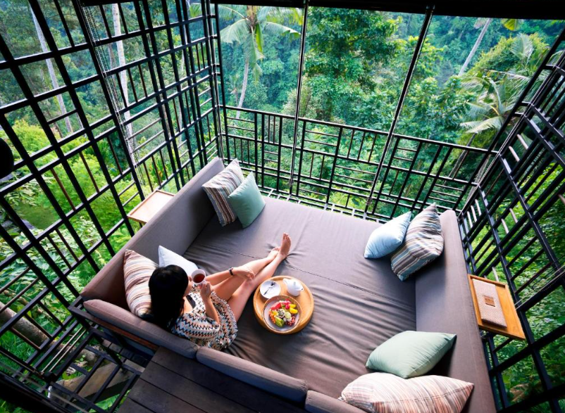 Best hotels and villas in Bali featuring luxurious private balconies with scenic views.
