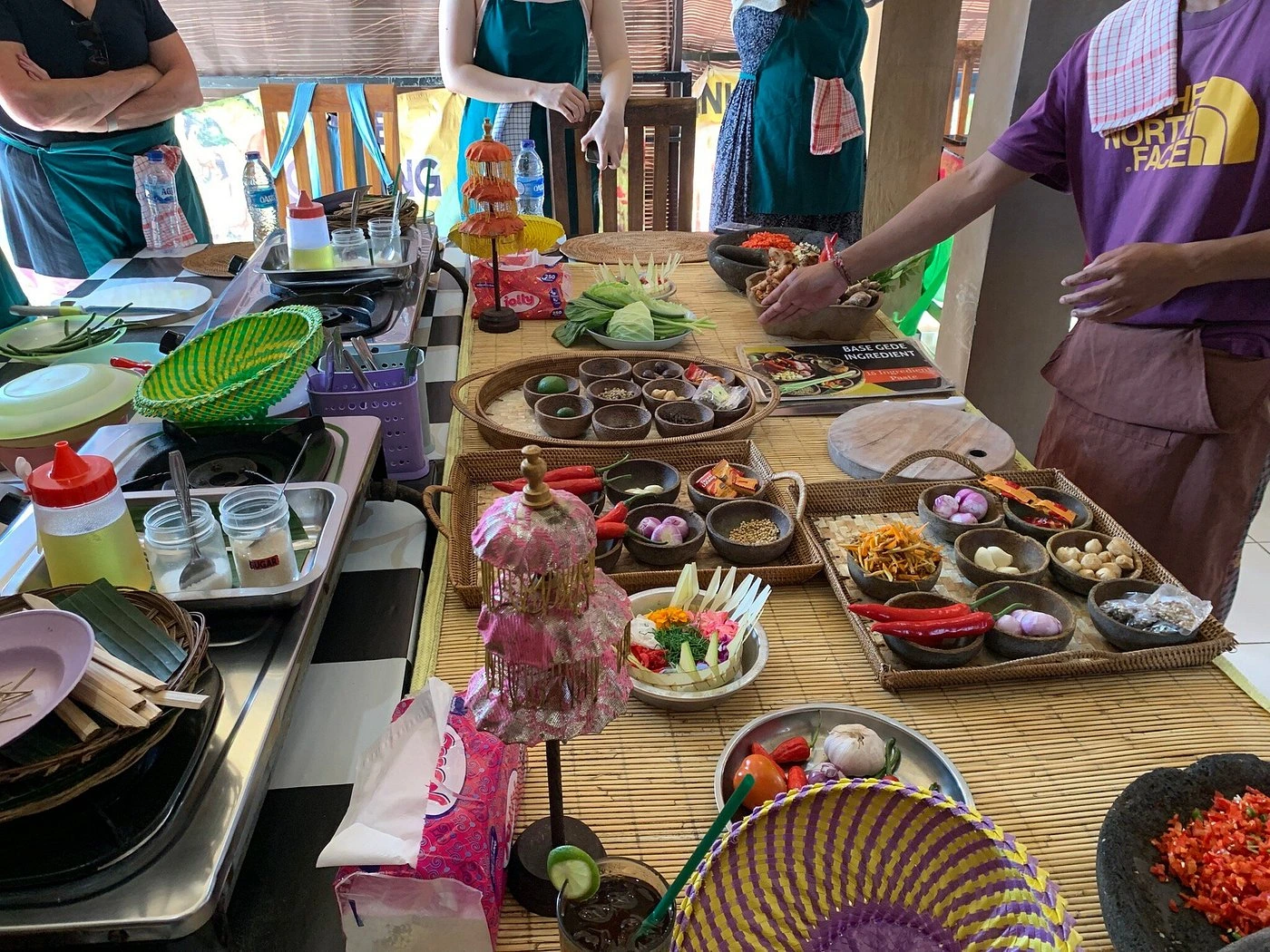 ou’ll typically start with a visit to a traditional market to learn about local ingredients, then head to a traditional kitchen. Here, you’ll participate in a hands-on Balinese cooking class and market tour, learning to prepare classic Balinese dishes like Gado-Gado, Chicken Satay, and various curries.