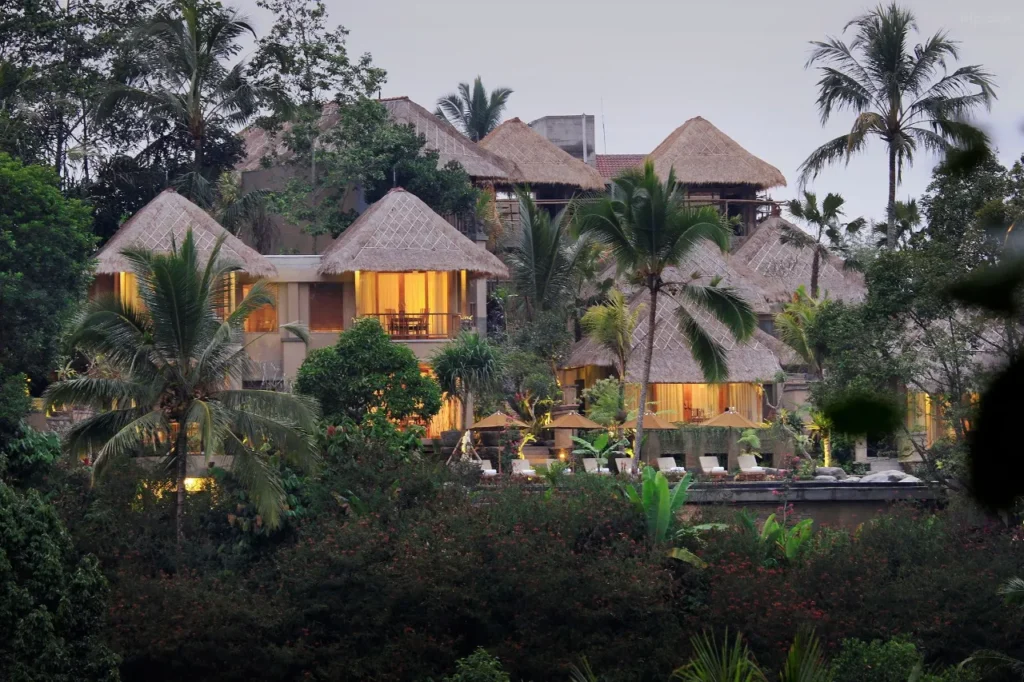 Parking at Puri Gangga Resort in Ubud, likely showing a more secluded location with free parking for resort guests.