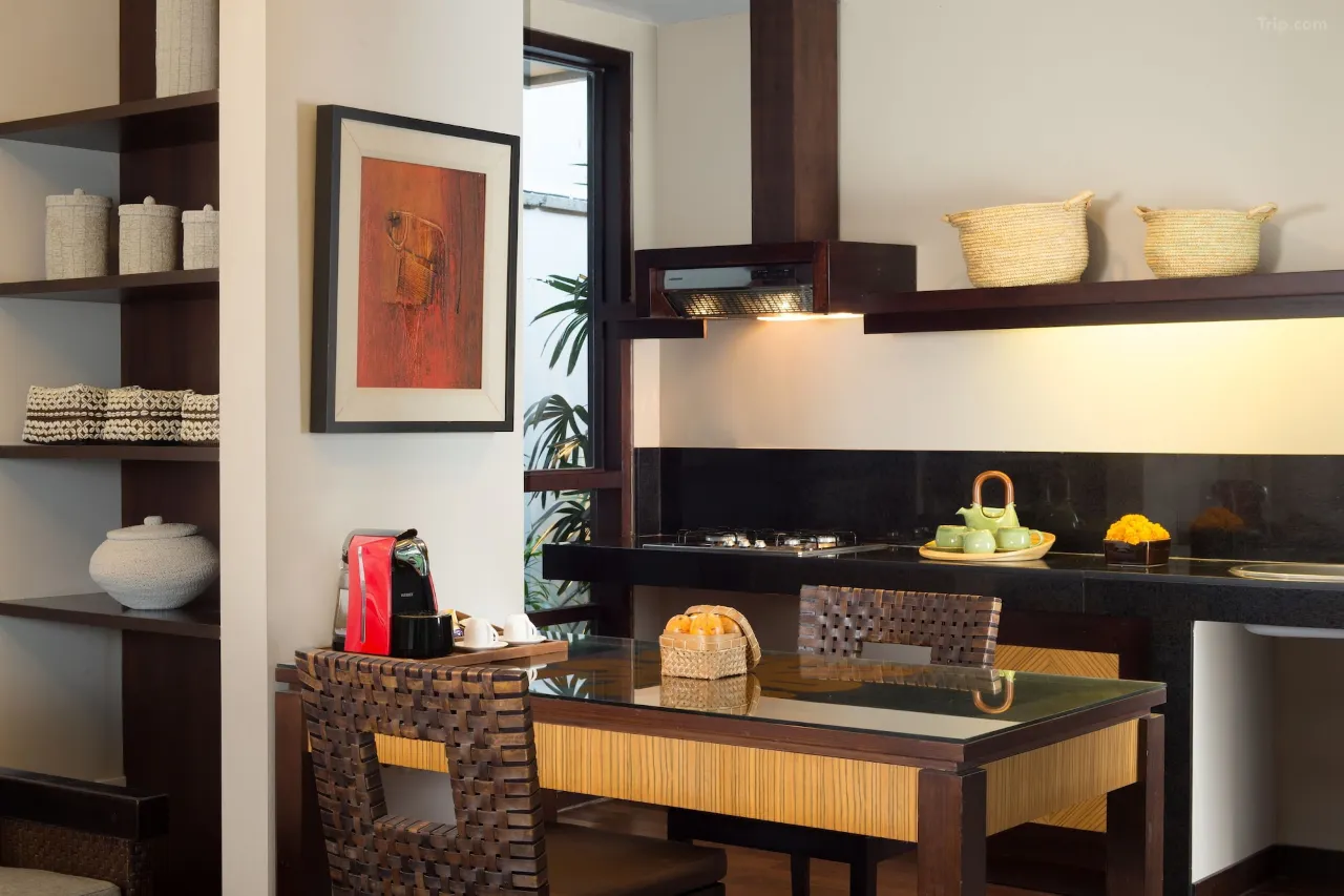 - Bali Adventours A modern and luxurious hotel kitchen, featuring high-end appliances and a sleek design in Alaya Dedaun Kuta hotel.