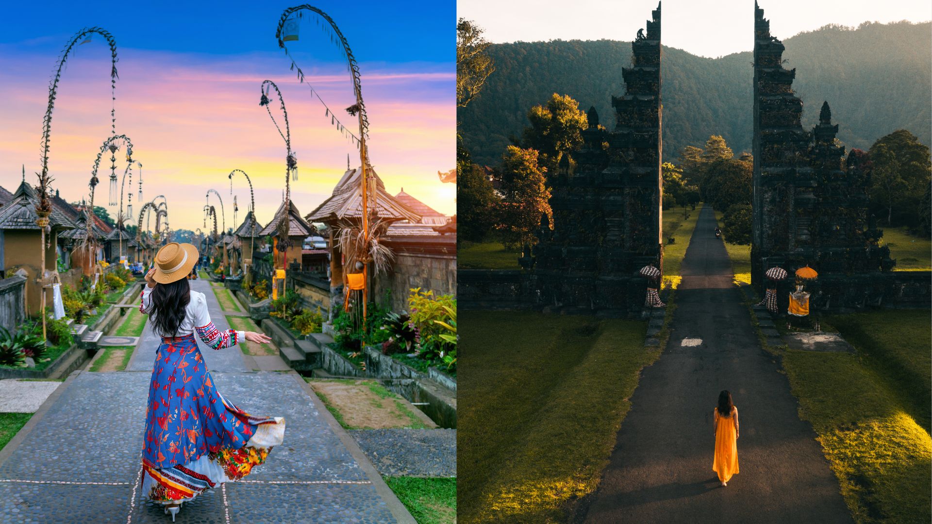 A female tourist walking and enjoying her holiday at quiet attractions in Bali. She looks relaxed while exploring peaceful spots.