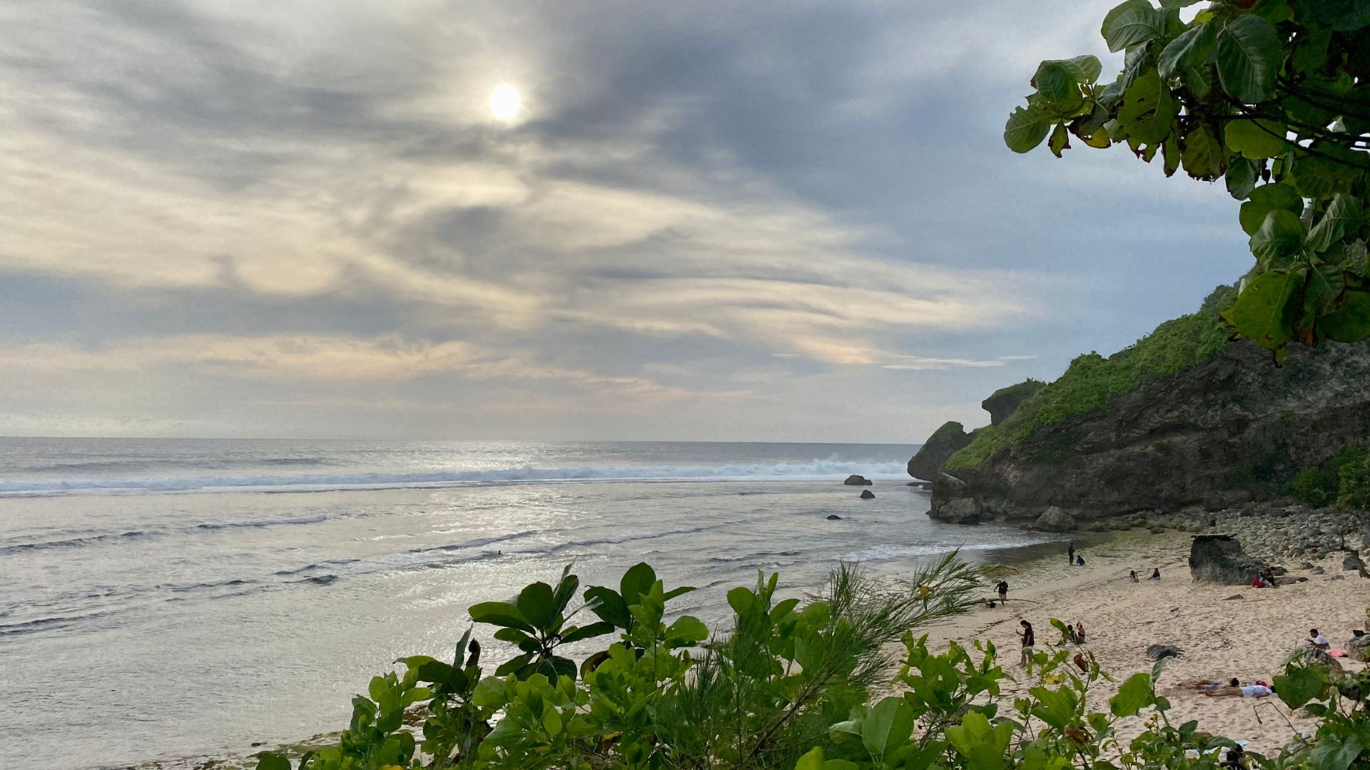 Nyang Nyang Beach in Bali with wide sandy shore and no crowds. The beach feels untouched and perfect for quiet moments.